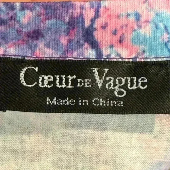 Women’s V-Neck long sleeve shirt purple with flower print - Size Large - Picture 2 of 4